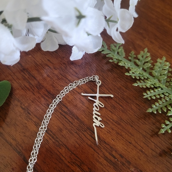 Faith Necklace Stainless Steel Cross Gift Holiday Motivational Encouargment NEW - Picture 3 of 6